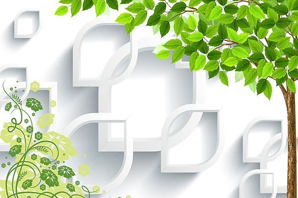 简约花纹绿叶电视背景墙 简约花纹绿叶电视背景墙