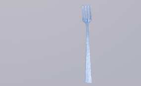 蓝色冰晶叉子C4D模型 蓝色冰晶叉子C4D模型