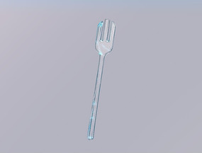 蓝色玻璃叉子C4D模型 蓝色玻璃叉子C4D模型