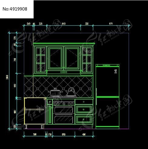 法式風格廚房立面設計圖紙