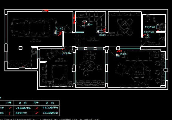 ����װ�޵����ҿ��سߴ綨λʾ��ͼ CAD