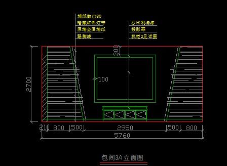 高档KTV中型包间3电视墙立面图