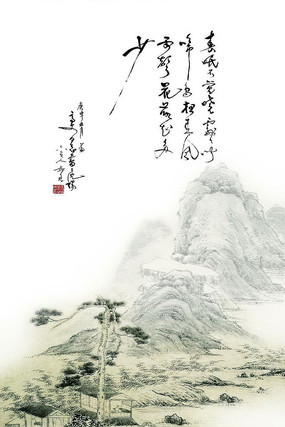 国画山水玄关背景装饰画 国画山水玄关背景装饰画