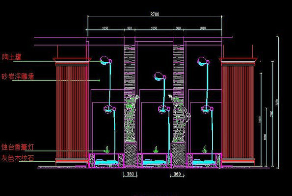 �������չ�ˮ��ǽ������ͼ CAD