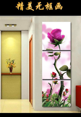 玫瑰花三联装饰无框画 玫瑰花三联装饰无框画