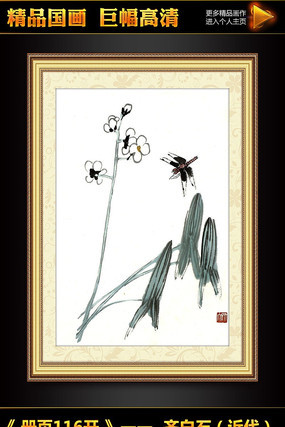 齐白石《册页一一六开之白花蜻蜓》国画装饰画 齐白石《册页一一六开之白花蜻蜓》国画装饰画