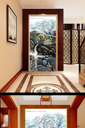 山水画风景画玄关壁画 山水画风景画玄关壁画