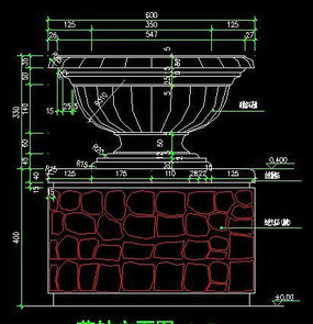 小区花钵立面尺寸cad图纸