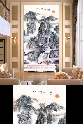 ����ɽˮ�羰����ɽͼ���ظ��� PSD