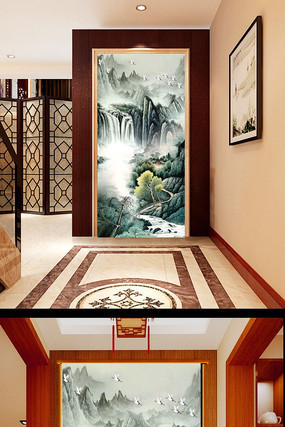 ɽˮ�ٲ�ͼ����ɽˮ���رڻ� PSD