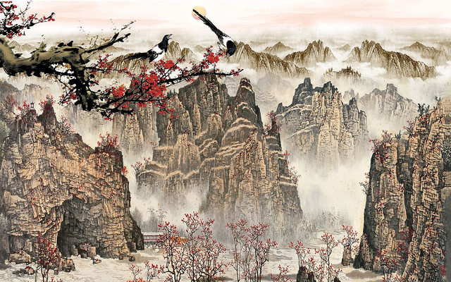 ɽˮ�羰ˮī�������� PSD