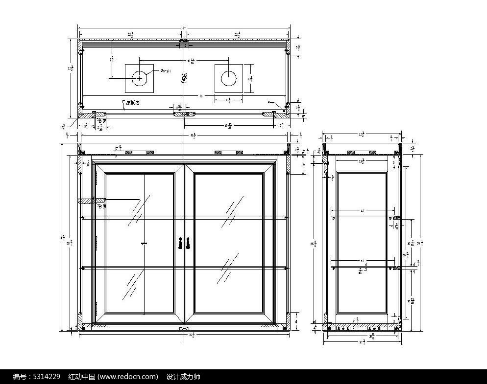 方形柜配玻璃门CAD素材