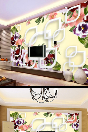 蝴蝶花3d立体背景墙 蝴蝶花3d立体背景墙