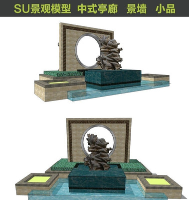 �����ɫ��ǽˮ��SUģ�� skp