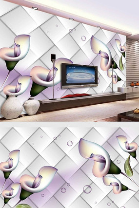 手绘花朵马蹄莲时尚背景墙 手绘花朵马蹄莲时尚背景墙