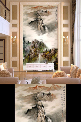 锦绣河山国画风景画水墨画玄关壁画 锦绣河山国画风景画水墨画玄关壁画