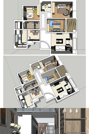 完整现代风格室内家装草图大师SU模型 完整现代风格室内家装草图大师SU模型