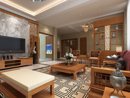 中式客厅3d模型下载 中式客厅3d模型下载