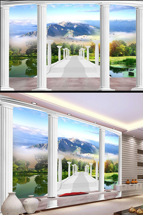 宫殿仙境电视背景墙 宫殿仙境电视背景墙