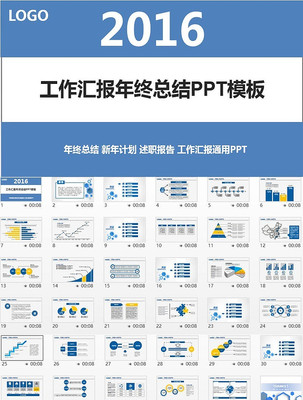 欧美商务年终总结工作汇报PPT模板 ppt