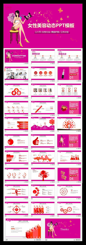 Ů�����ݻ���������̬PPTģ��