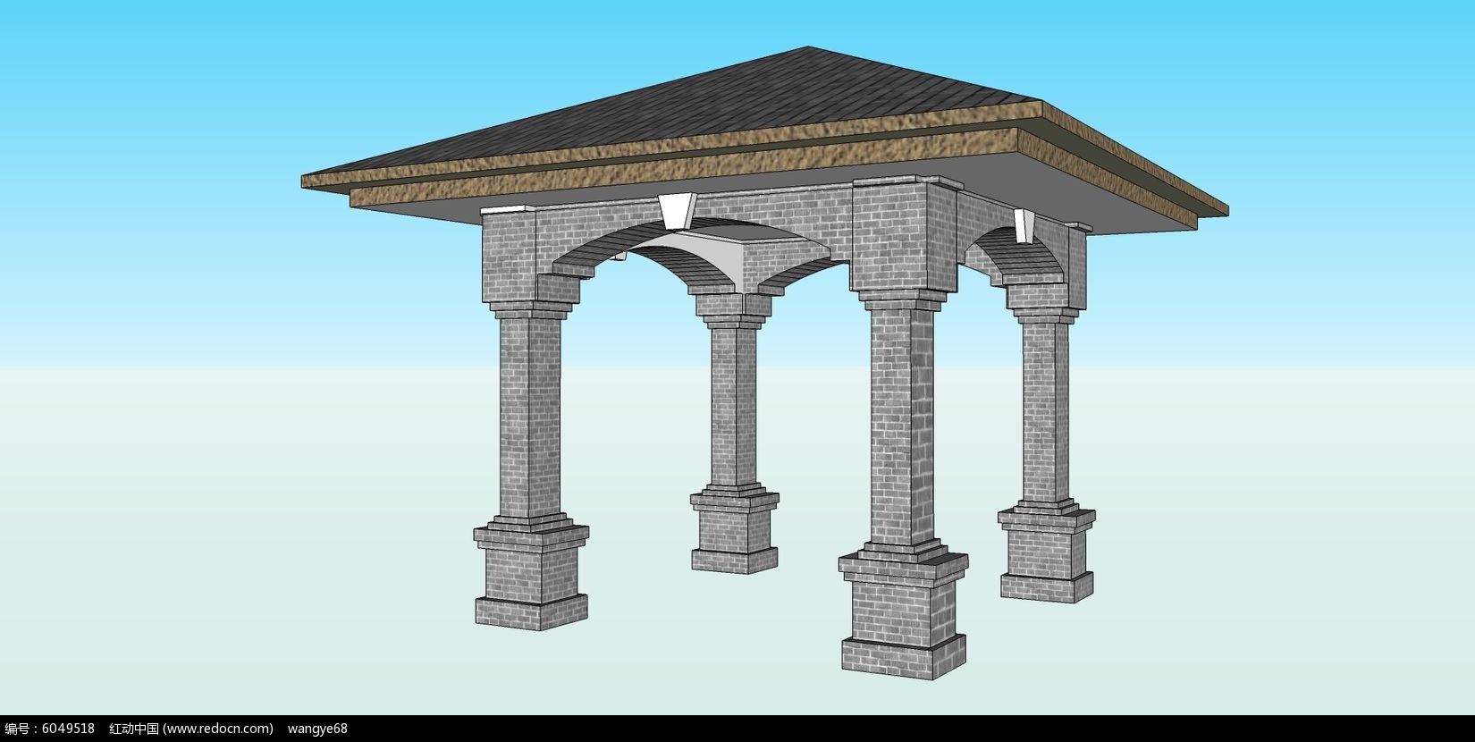 罗马柱子亭子su模型