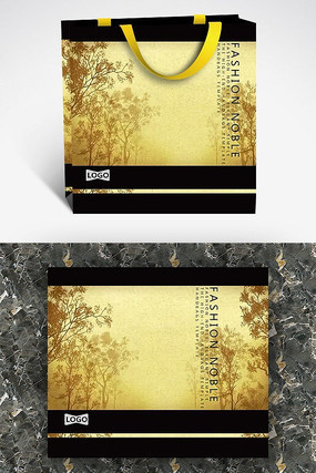 梦幻黄色森林个性纸袋设计 PSD