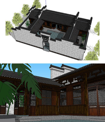 ��լ�ĺ�Ժ�����񷿲�ͼ��ʦSUģ�� skp