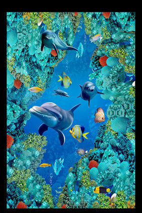 清新海底世界地贴地画 清新海底世界地贴地画