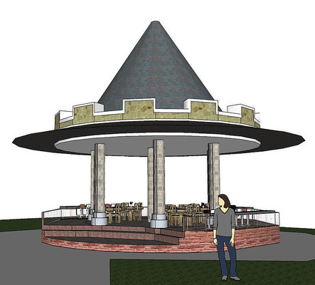 东南亚圆形尖顶亭子SU模型 东南亚圆形尖顶亭子SU模型