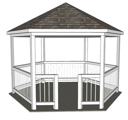 现代简约护栏六角亭 现代简约护栏六角亭