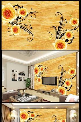 玫瑰花花藤立体背景墙 玫瑰花花藤立体背景墙