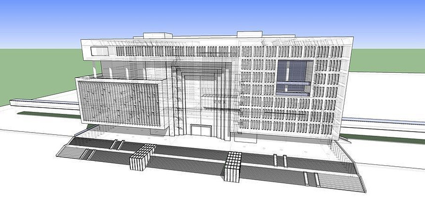 格栅面方形图书馆 格栅面方形图书馆