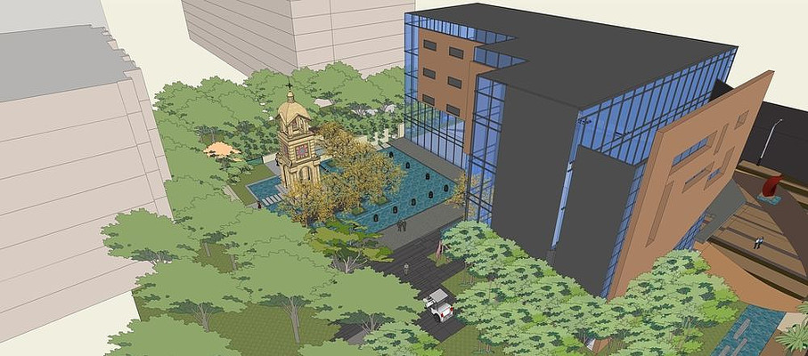 水景塔楼建筑模型 水景塔楼建筑模型