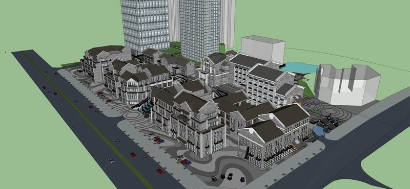 中式商业街模型 中式商业街模型