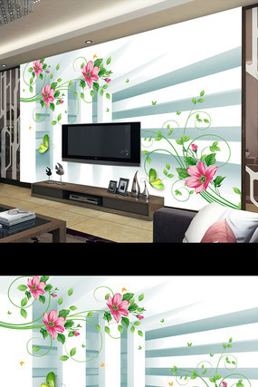 梦幻花朵花卉时尚电视背景墙 梦幻花朵花卉时尚电视背景墙