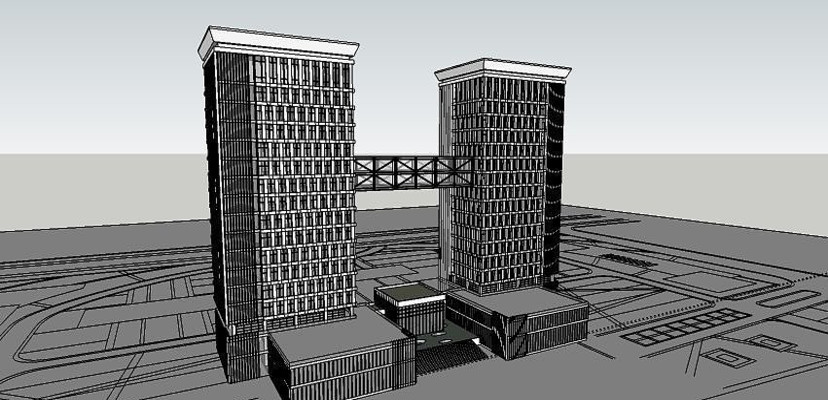 简约双栋建筑 简约双栋建筑