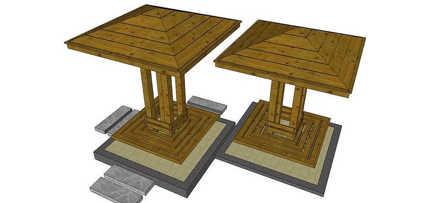 现代木头亭子模型 现代木头亭子模型