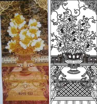 牡丹欧式花瓶雕刻图案 牡丹欧式花瓶雕刻图案