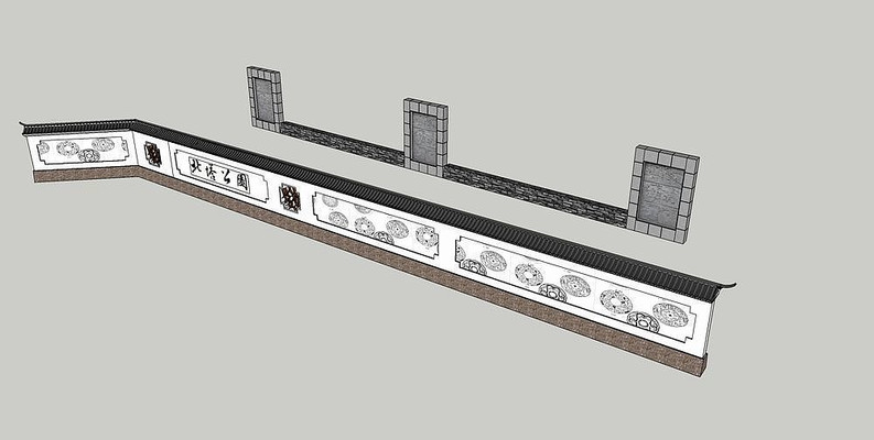 ��ʽ��԰��ǽ���� skp