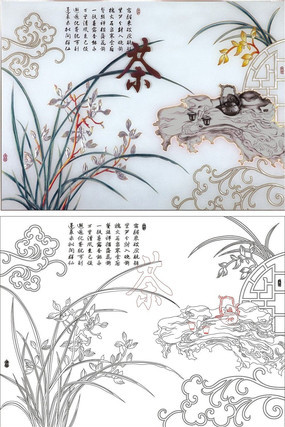 茶香兰花雕刻图案 茶香兰花雕刻图案