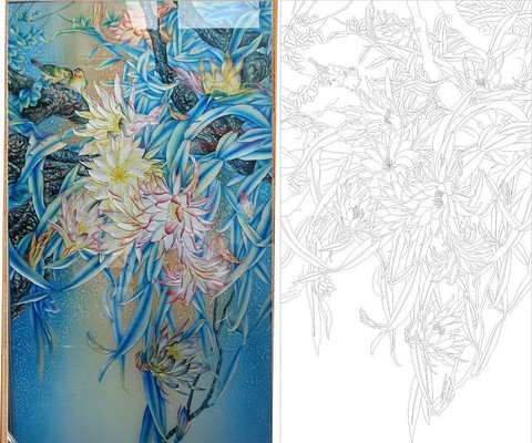 兰花鸟百合雕刻图案 兰花鸟百合雕刻图案