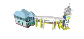 带岗亭大门模型 带岗亭大门模型