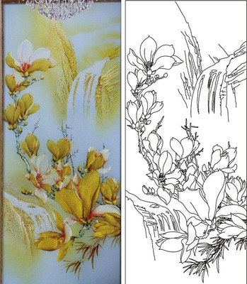 玉兰风景雕刻图案 玉兰风景雕刻图案