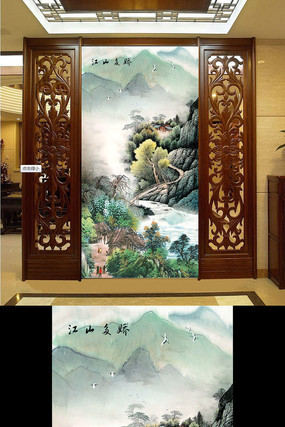 江山多娇山水国画风景画玄关 江山多娇山水国画风景画玄关