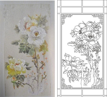 牡丹花雕刻图案 牡丹花雕刻图案