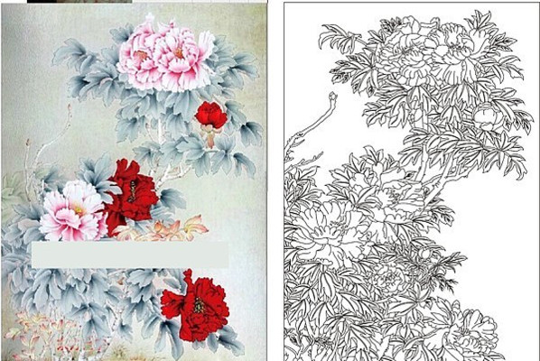 牡丹花雕刻图案 牡丹花雕刻图案