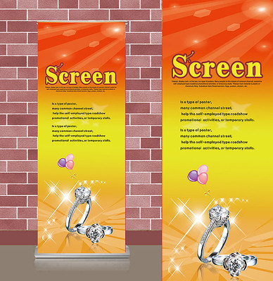 红黄闪耀时尚高端钻戒易拉宝 红黄闪耀时尚高端钻戒易拉宝