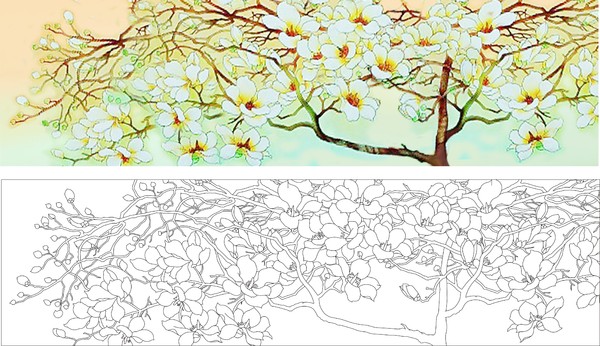 隔断玉兰花雕刻图案 隔断玉兰花雕刻图案