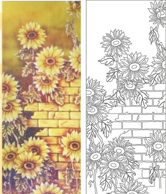 菊花向日葵雕刻图案 菊花向日葵雕刻图案